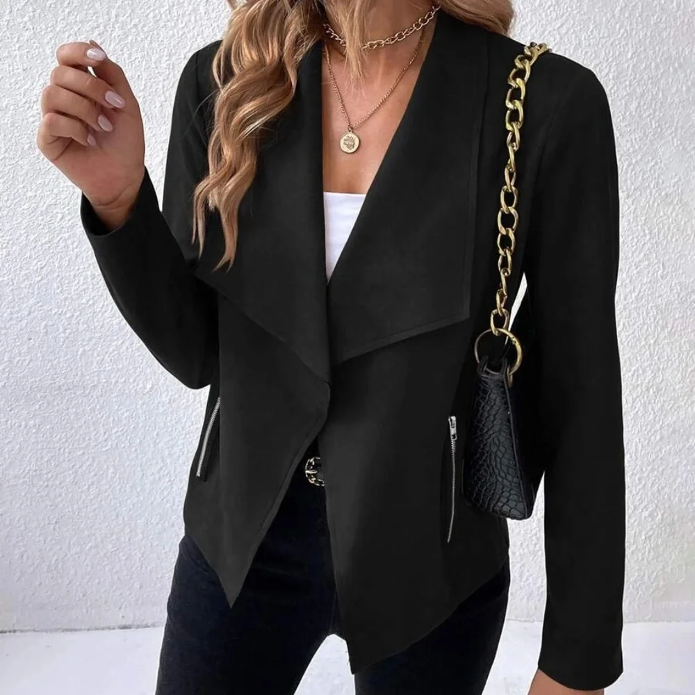 Luxe Vegan Suede Open Front Jacket - Picture 11 of 12